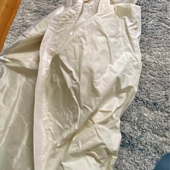 2 Custom 26W x 96L Gray/Ivory LINED Pinch Pleat Silk Curtains - Picture 6 of 9